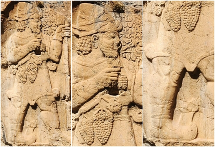 İvriz Kaya Anıtı’ndaki Hitit hiyeroglifleri ve kabartma detayları.